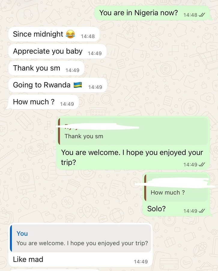 Client message about a Rwanda trip